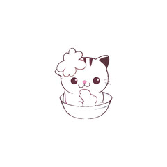 Fototapeta premium cute coloring cat for kids book cartoon