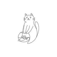 cute coloring cat for kids book cartoon