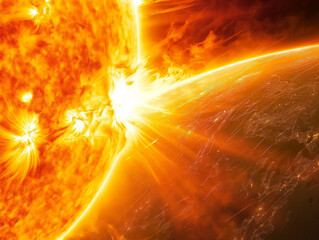 Sonneneruption mit Gebilde erhöhter Strahlung innerhalb der Chromosphäre der Sonne , ai generativ