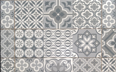 decorative tile pattern artistic grey cement mosaic tiles geometric gray patchwork design