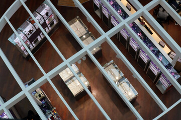 An ordinary gold jewelry store - top view through the glass roof.