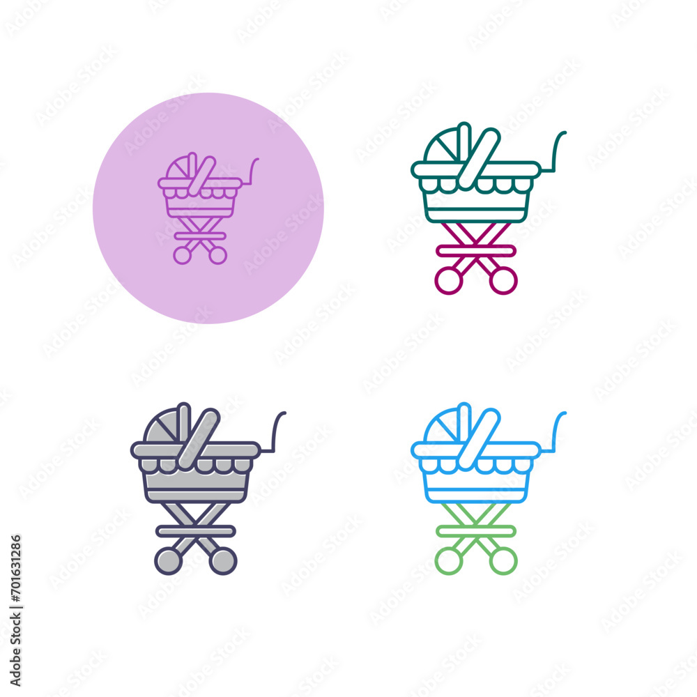 Sticker baby carriage vector icon