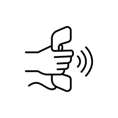 Calling outline icons, minimalist vector illustration ,simple transparent graphic element .Isolated on white background