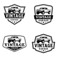 Vintage Car Garage Logo. Vector Illustration