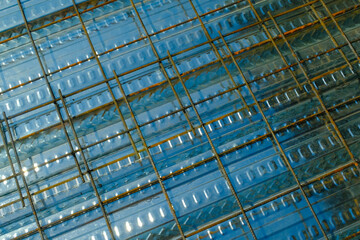Industrial Photography. Construction works. Textured Background of wiremesh installed on top of the...
