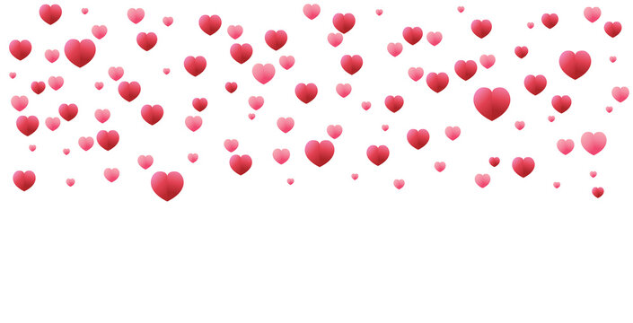 pink and red hearts on transparent background