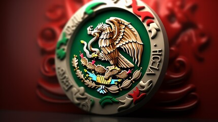 Fototapeta na wymiar 3D Render Of Mexico Emblem