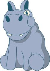 Cute kawaii hippopotamus vector cartoon illustration