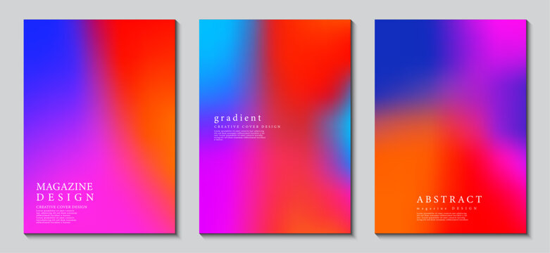 Posters set design with abstract blurred multicolor gradient background. Ideas for magazine covers, brochures and banner. Vector, Illustrator, EPS.