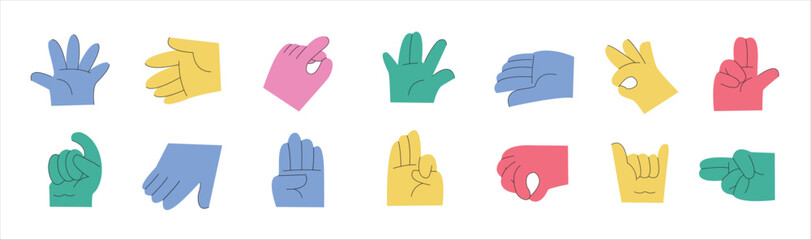 Hand sign illustration. Set of hand sign illustration. Hand sign collection.
