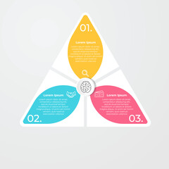 Modern infographic template with 3 successive stages of the business project development process. Minimal infographic design template. Modern flat vector illustration for data visualization.