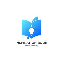 Book With Light Bulb Lamp in the Middle for School University Icon Logo Design Template