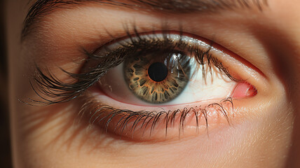 close up horizontal view of a human eye AI generated