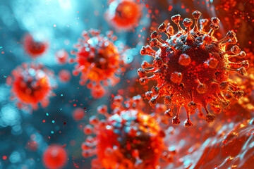 Close-up view of the HIV virus - obrazy, fototapety, plakaty