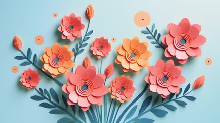 Colorful Paper Style Flowers