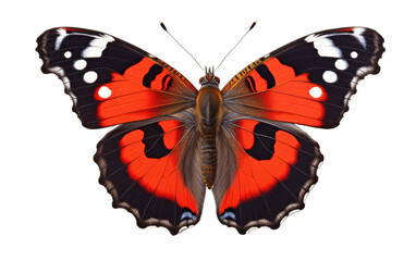 Red Admiral Butterfly on Transparent Background
