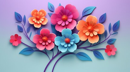 Colorful Paper Style Flowers