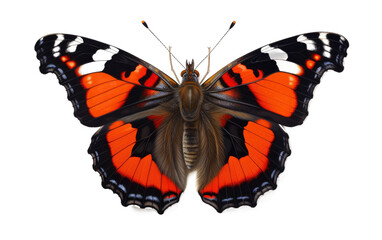Vibrant Red Admiral on Transparent Background