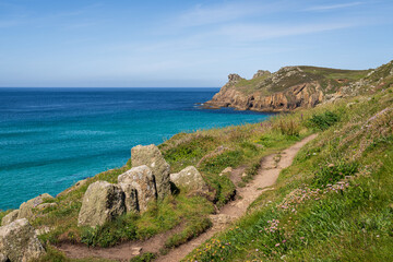 Celtic Sea Coast and cliffs in Nanjizal Beach, Cornwall, England, UK