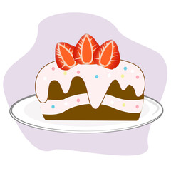 Cartoon anime  cake with strawberry butter cream