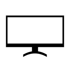 Simple black computer monitor frame with copy space for content vector illustration in flat design. Computer icon vector design.