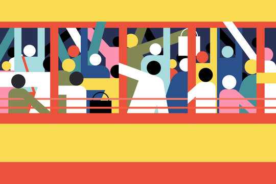 Illustration of a crowded bus in Indian context