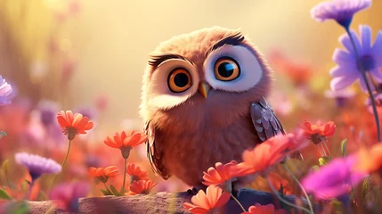 Tuinposter Cartoon cute owl illustration picture  © 俊后生