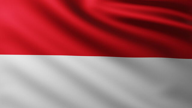 Large Flag of Monaco fullscreen background in the wind