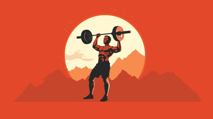 Naklejka premium strength and determination of gym-goers in a vector scene featuring weightlifting and strength training. 