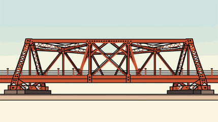 industrial character of a truss bridge in a vector art piece showcasing the geometric patterns and sturdy design of truss structures. 