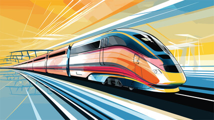 Fototapeta premium high-speed capabilities of electric trains in a vector art piece showcasing trains racing along electrified tracks. 