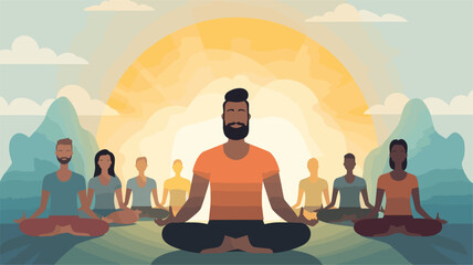 mindfulness and focus of gym enthusiasts practicing yoga or meditation within the gym setting.