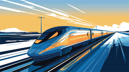 Obraz premium high-speed rail travel with a vector scene featuring streamlined trains traversing modern rail networks. efficiency of high-speed trains