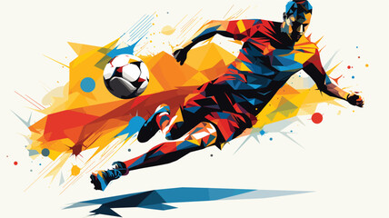 football players in a vector art piece showcasing moments of skillful ball control, accurate passing, and strategic positioning.  - obrazy, fototapety, plakaty