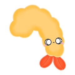 Cute Tempura Mascot Character Kawaii Cartoon Tempura Shrimp Fried Cartoon illustration Japanese Food Drawing Japanese Food