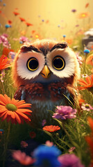 Cartoon cute owl illustration picture

