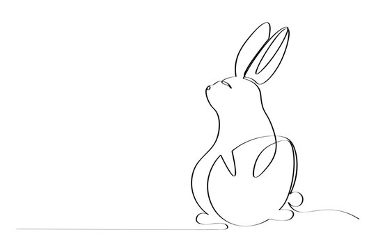 easter bunny continuous one line drawing rabbit with eggs