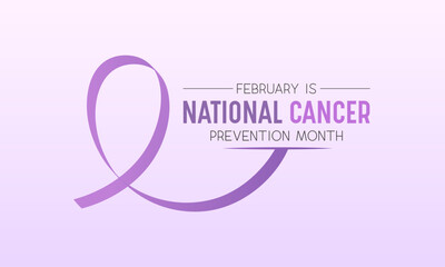 National cancer prevention month is observed every year in february. February is national cancer awareness month. Vector template for banner, greeting card, poster with background.