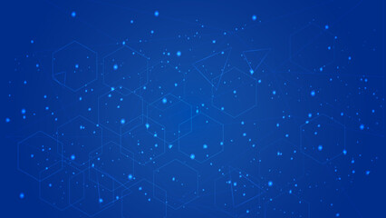 Blue Technology abstract backround whit line and hexagon