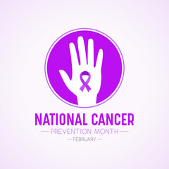 National cancer prevention month is observed every year in february. February is national cancer awareness month. Vector template for banner, greeting card, poster with background.