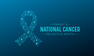 National cancer prevention month is observed every year in february. February is national cancer awareness month. Vector template for banner, greeting card, poster with background.