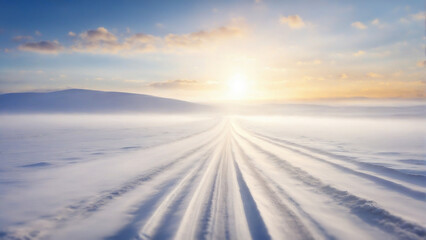 An empty winter road in the north