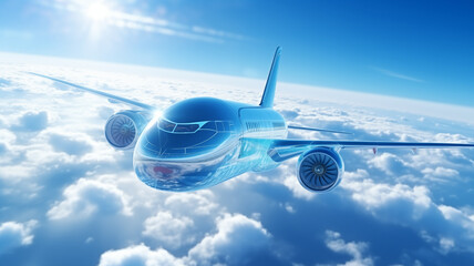 Plane powered by hydrogen fuel. Concept