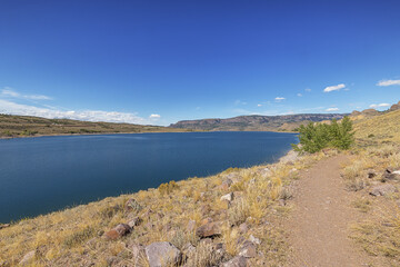 Fototapeta na wymiar View over the Sapinero Basin, part of the Blue Mesa Basin in the Curecanti National Recreation Area