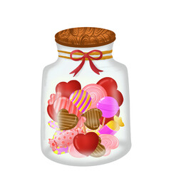 valentine's day clipart with mason jar gift and candies inside of it 