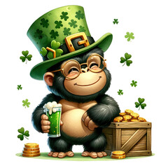 Cute King Kong St Patrick's Day Clipart Illustration