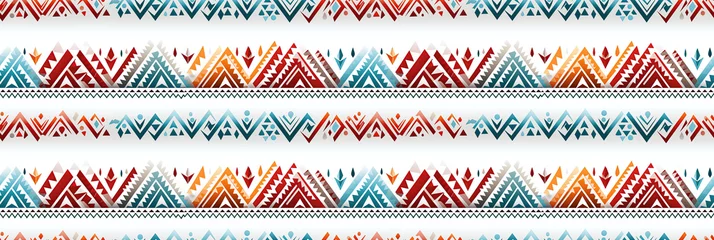 Zelfklevend Fotobehang Boho ethnic tribal ancient seamless pattern ornament on white background for traditional carpet