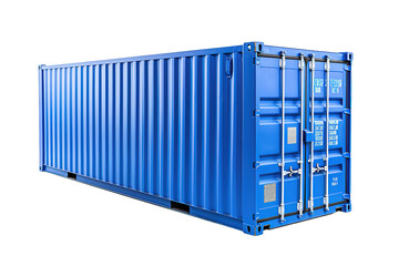 Cargo container shipping freight, blue color. Logistics and see transportation business concept. 3d rendering isolated on PNG Background. Generative Ai.