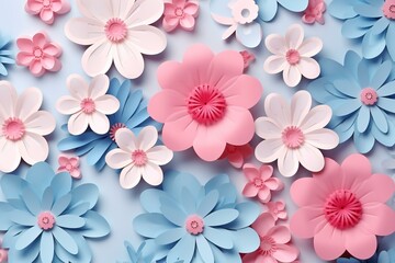 Fototapeta premium Floral paper cut art illustration background, abstract style art illustration concept