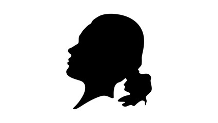Young beautiful chinese woman, black isolated silhouette